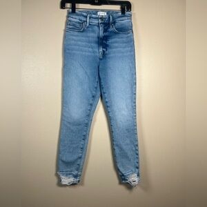 Good American Light Blue Distressed Women Skinny Ankle Jeans Size 4 (27)
